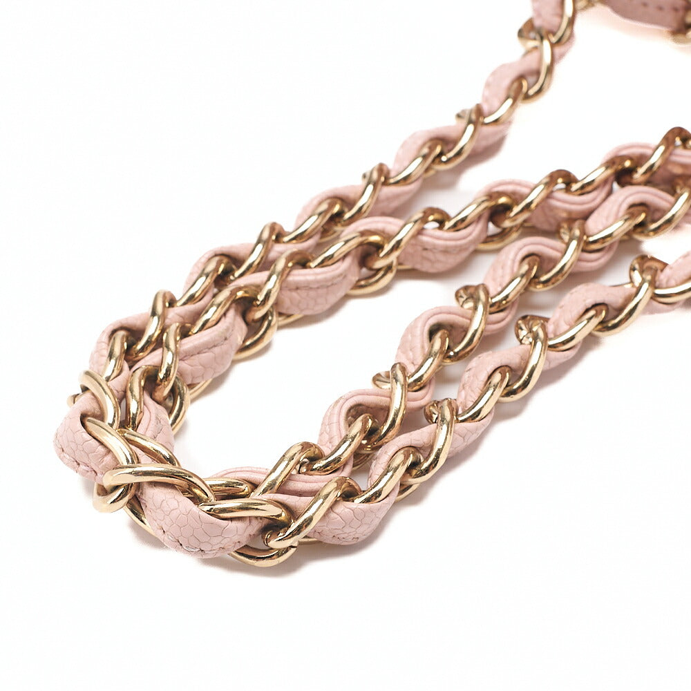 CHANEL Tote Bag Matelasse Caviar Skin Pink Double Chain Shoulder PTT Gold-Tone Hardware, Pre-Owned