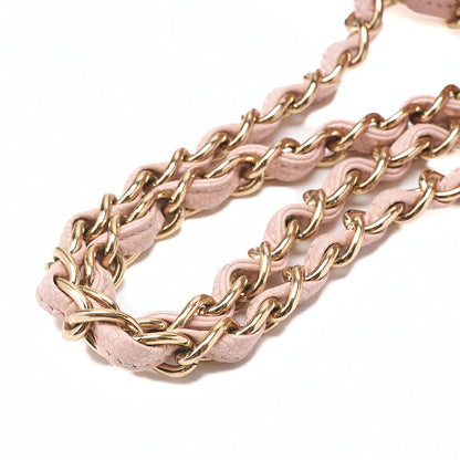 CHANEL Tote Bag Matelasse Caviar Skin Pink Double Chain Shoulder PTT Gold-Tone Hardware, Pre-Owned