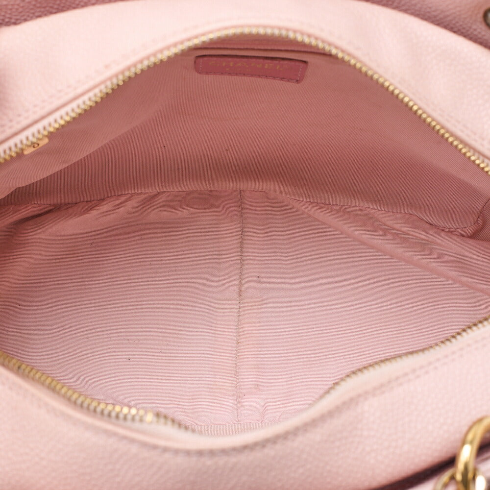 CHANEL Tote Bag Matelasse Caviar Skin Pink Double Chain Shoulder PTT Gold-Tone Hardware, Pre-Owned