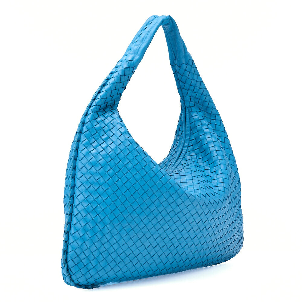 BOTTEGA VENETA Bottega Veneta Handbag Intrecciato Lambskin Light Blue -Tone Hardware, Pre-Owned