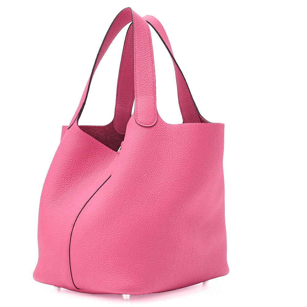 Hermes Hermes Picotan Lock MM Handbag Togo Rose Shocking Silver-Tone Hardware, Pre-Owned