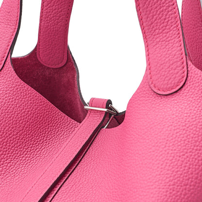 Hermes Hermes Picotan Lock MM Handbag Togo Rose Shocking Silver-Tone Hardware, Pre-Owned