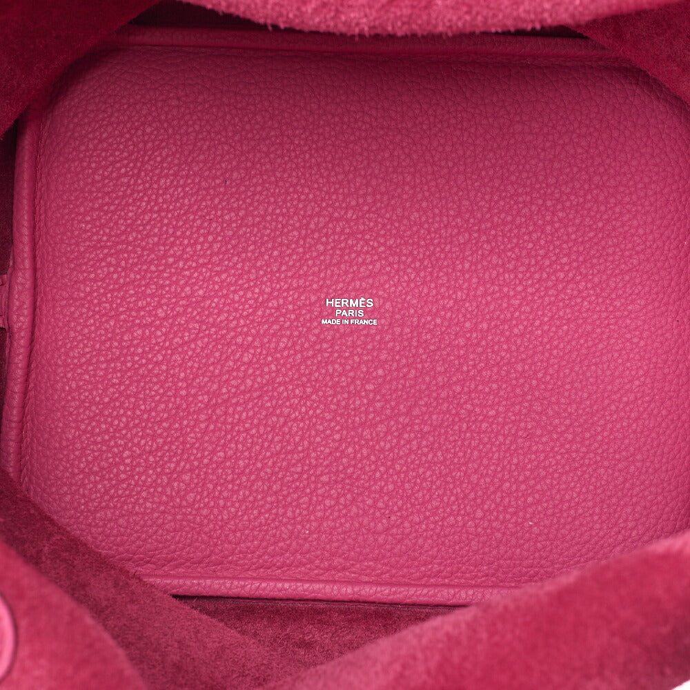 Hermes Hermes Picotan Lock MM Handbag Togo Rose Shocking Silver-Tone Hardware, Pre-Owned
