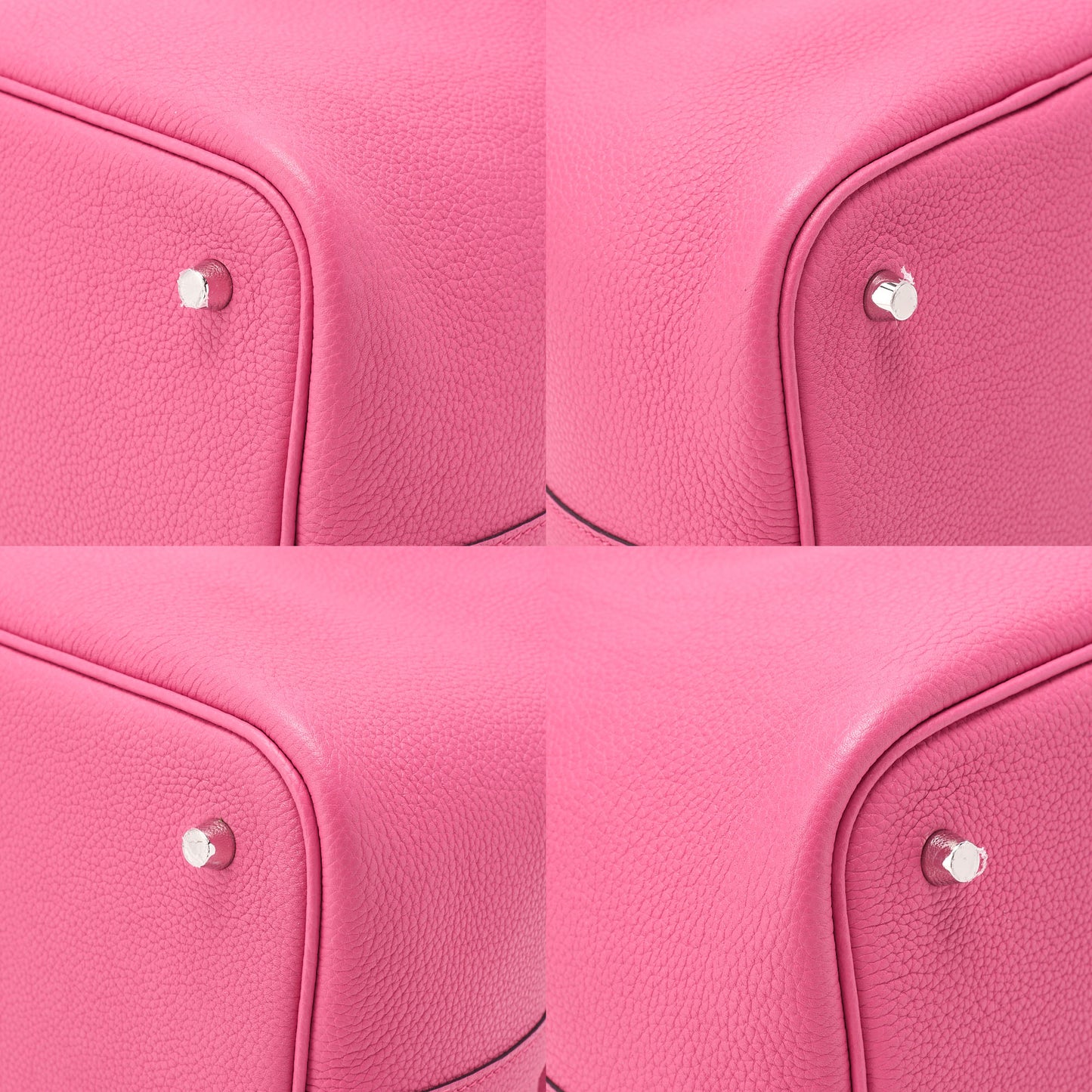 Hermes Hermes Picotan Lock MM Handbag Togo Rose Shocking Silver-Tone Hardware, Pre-Owned