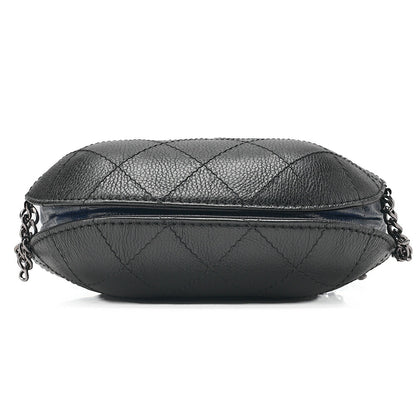 CHANEL Drawstring Matelasse Chain Shoulder Coco Charm Calfskin Navy x Black Silver x Gold -Tone Hardware, Pre-Owned