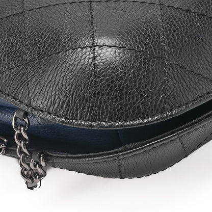 CHANEL Drawstring Matelasse Chain Shoulder Coco Charm Calfskin Navy x Black Silver x Gold -Tone Hardware, Pre-Owned