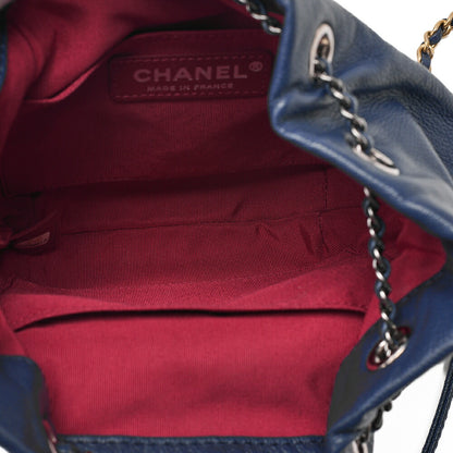 CHANEL Drawstring Matelasse Chain Shoulder Coco Charm Calfskin Navy x Black Silver x Gold -Tone Hardware, Pre-Owned