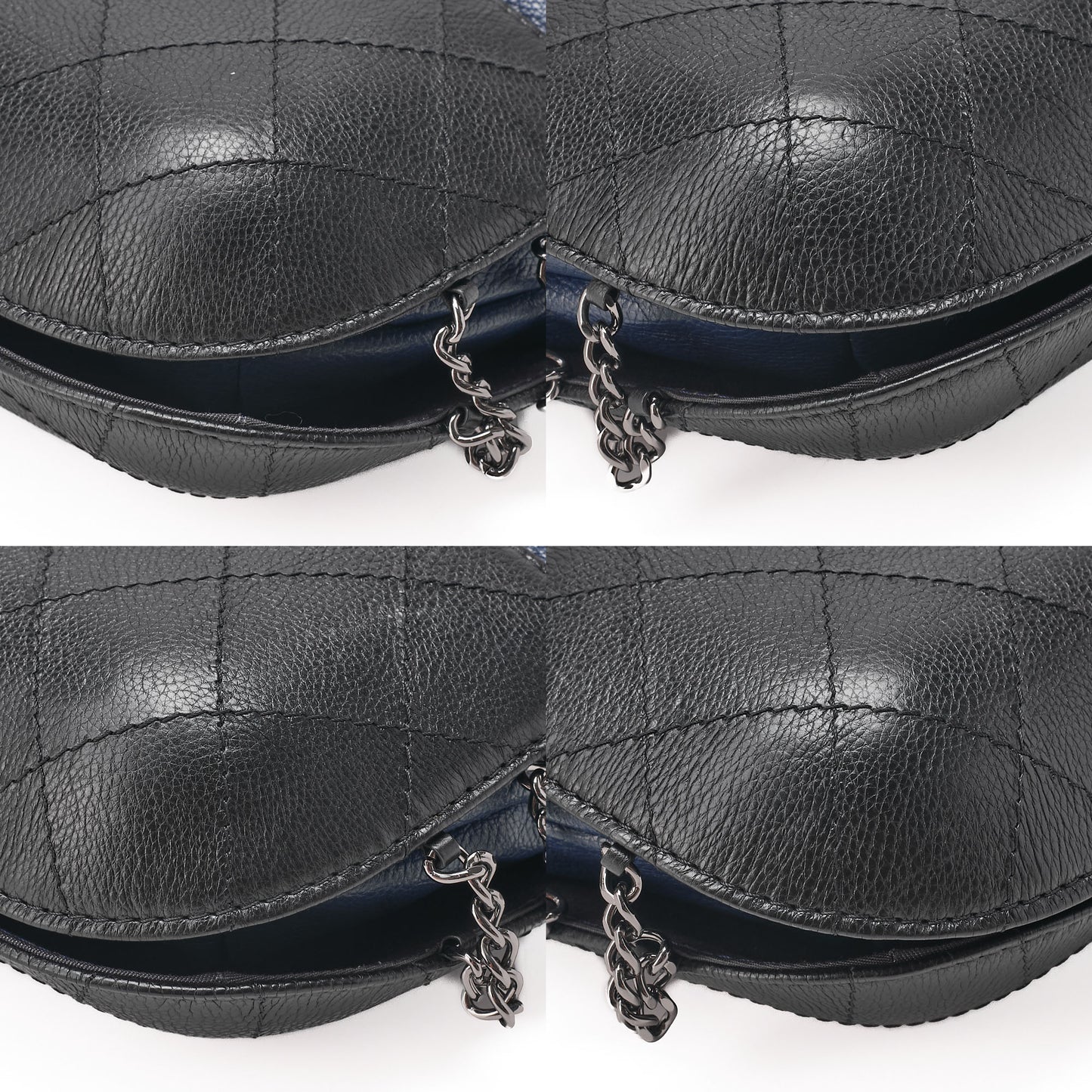 CHANEL Drawstring Matelasse Chain Shoulder Coco Charm Calfskin Navy x Black Silver x Gold -Tone Hardware, Pre-Owned