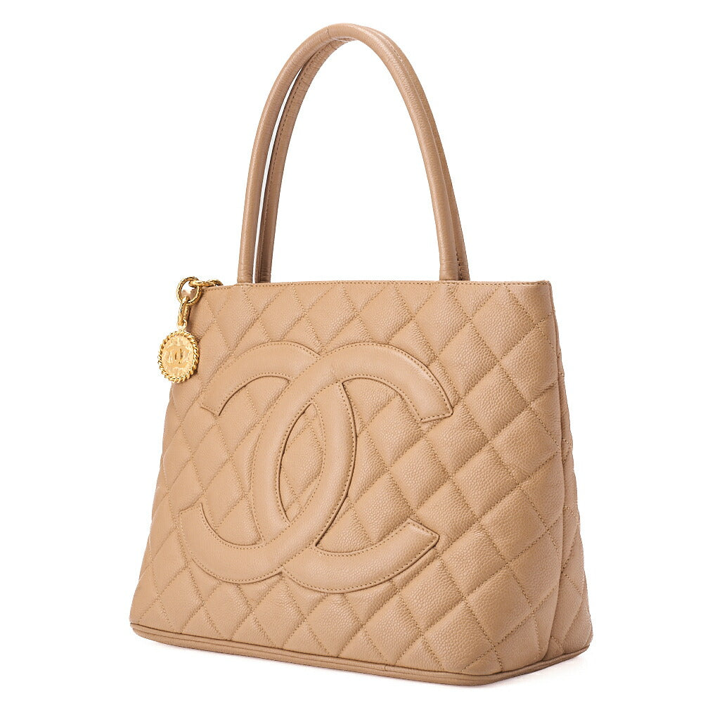 CHANEL Chanel Matelasse Reissue Tote Bag Caviar Skin Beige Gold-Tone Hardware, Pre-Owned