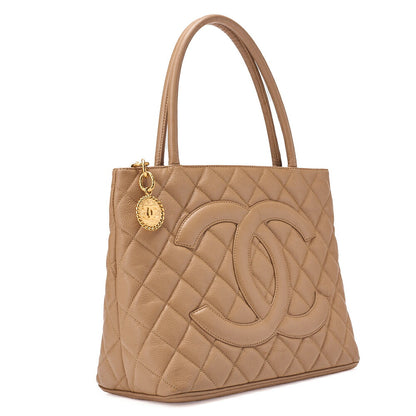 CHANEL Chanel Matelasse Reissue Tote Bag Caviar Skin Beige Gold-Tone Hardware, Pre-Owned