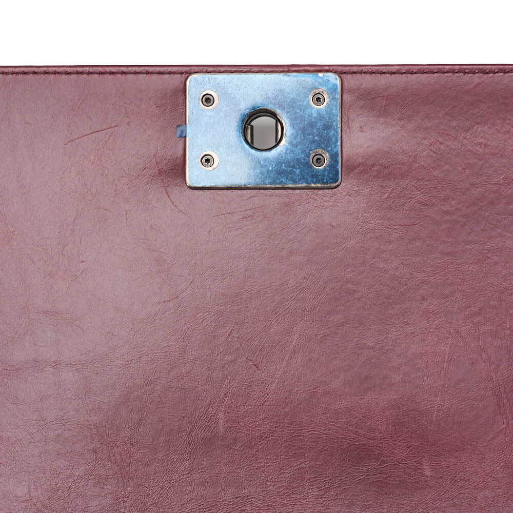 CHANEL Boy Chanel 25 Vintage Calf Chain Shoulder Luxury Line Bordeaux Gunmeta-Tone Hardware, Pre-Owned