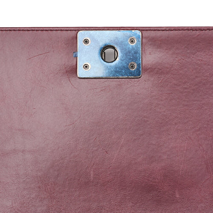 CHANEL Boy Chanel 25 Vintage Calf Chain Shoulder Luxury Line Bordeaux Gunmeta-Tone Hardware, Pre-Owned