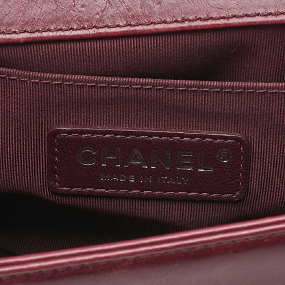 CHANEL Boy Chanel 25 Vintage Calf Chain Shoulder Luxury Line Bordeaux Gunmeta-Tone Hardware, Pre-Owned
