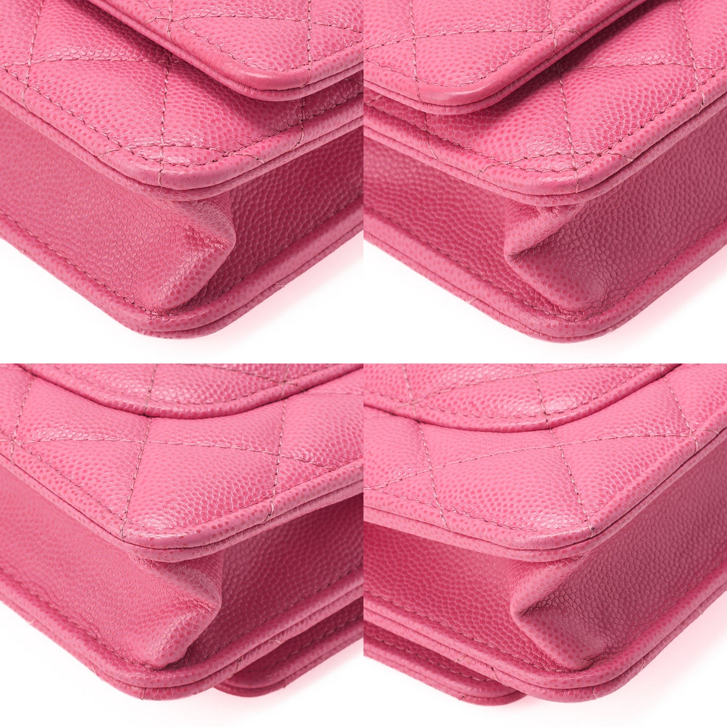 CHANEL Matelasse Chain Wallet Caviar Skin Pink Gold-Tone Hardware, Pre-Owned
