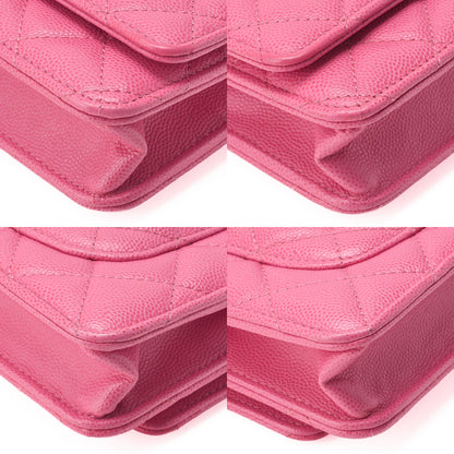 CHANEL Matelasse Chain Wallet Caviar Skin Pink Gold-Tone Hardware, Pre-Owned