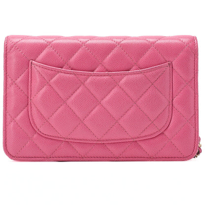 CHANEL Matelasse Chain Wallet Caviar Skin Pink Gold-Tone Hardware, Pre-Owned