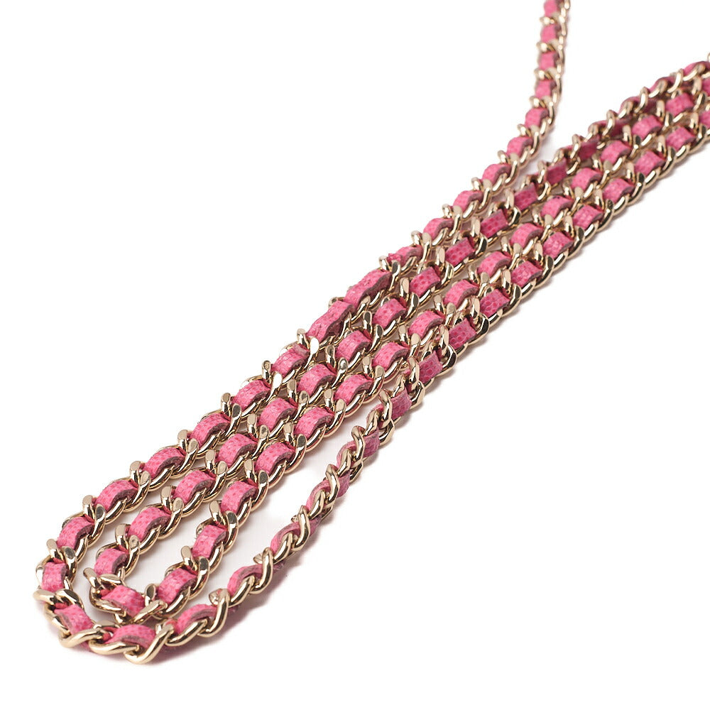 CHANEL Matelasse Chain Wallet Caviar Skin Pink Gold-Tone Hardware, Pre-Owned