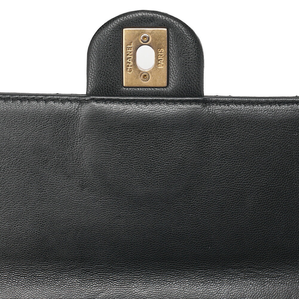 CHANEL Chain Shoulder Bag Matelasse Pearl Lambskin Black Gold-Tone Hardware, Pre-Owned