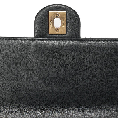 CHANEL Chain Shoulder Bag Matelasse Pearl Lambskin Black Gold-Tone Hardware, Pre-Owned