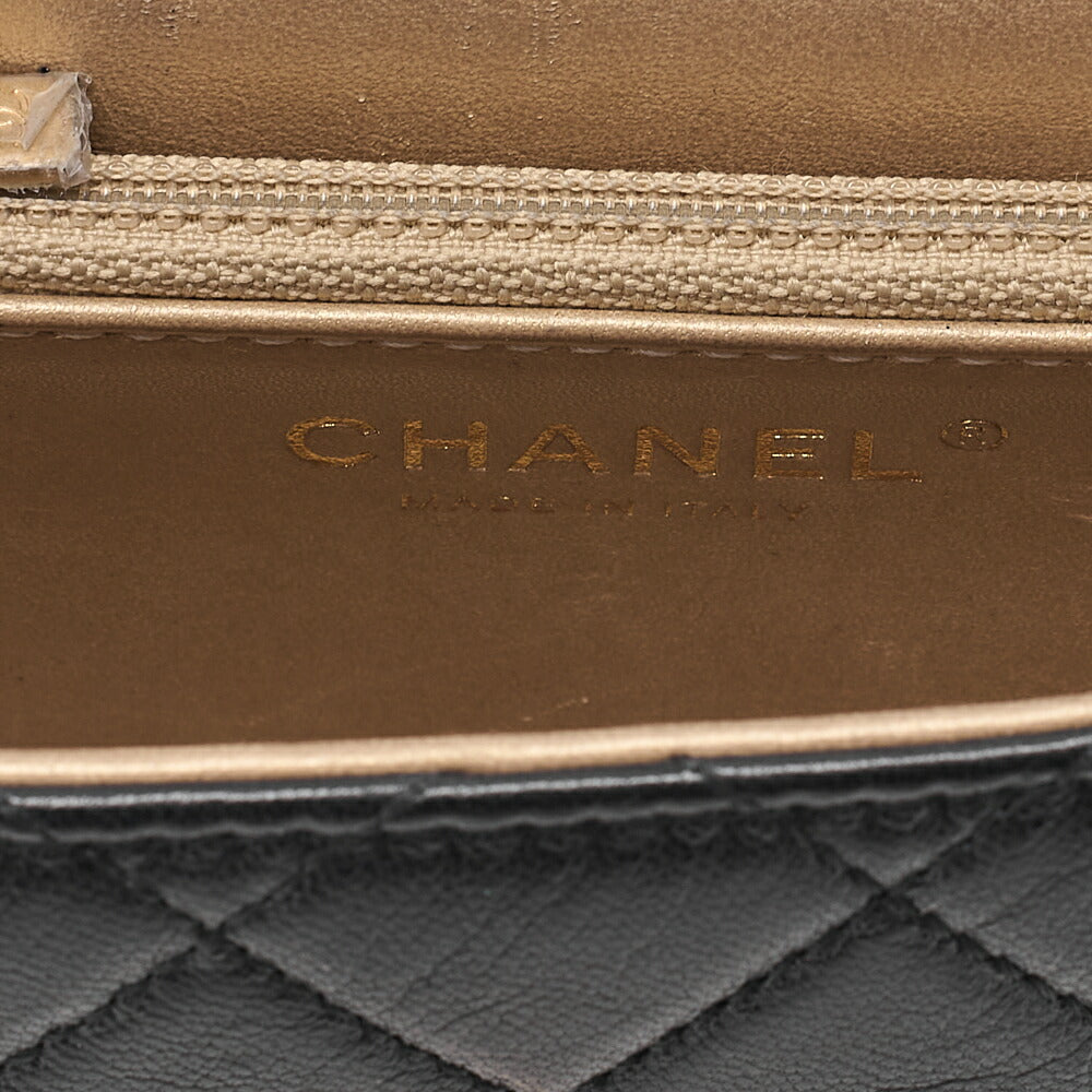 CHANEL Chain Shoulder Bag Matelasse Pearl Lambskin Black Gold-Tone Hardware, Pre-Owned