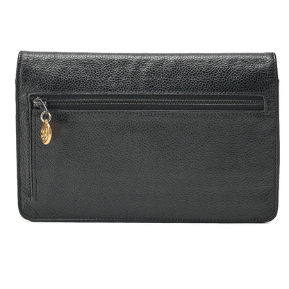 CHANEL Chain Shoulder Bag Coco Mark Chain Wallet Caviar Skin Black Gold-Tone Hardware, Pre-Owned