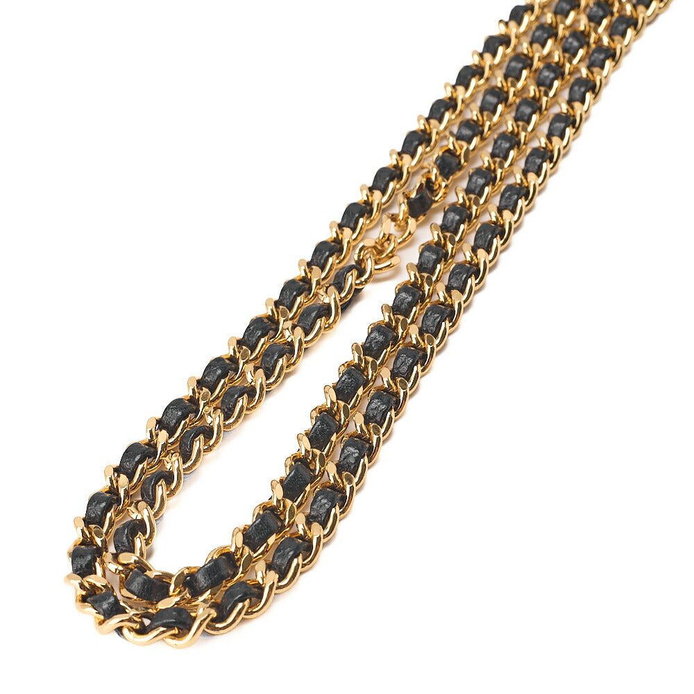CHANEL Chain Shoulder Bag Coco Mark Chain Wallet Caviar Skin Black Gold-Tone Hardware, Pre-Owned