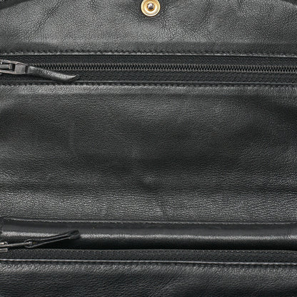 CHANEL Chain Shoulder Bag Coco Mark Chain Wallet Caviar Skin Black Gold-Tone Hardware, Pre-Owned