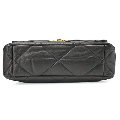 CHANEL Calfskin Matelasse Chanel 19 2-Way Chain Shoulder Black Gold x Silve-Tone Hardware, Pre-Owned