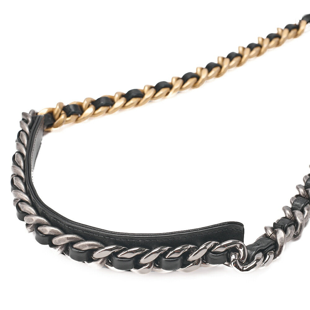 CHANEL Calfskin Matelasse Chanel 19 2-Way Chain Shoulder Black Gold x Silve-Tone Hardware, Pre-Owned