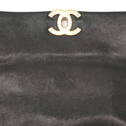 CHANEL Calfskin Matelasse Chanel 19 2-Way Chain Shoulder Black Gold x Silve-Tone Hardware, Pre-Owned