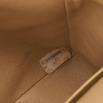 CHANEL Lambskin Matelasse Double Flap 25 Chain Shoulder Beige Gold -Tone Hardware, Pre-Owned