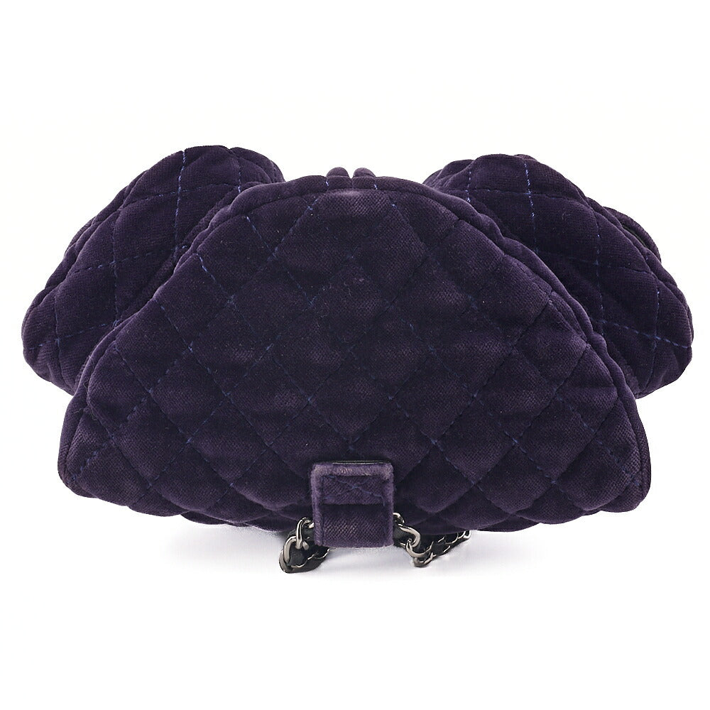CHANEL Velvet Matelasse Mini Chain Backpack Purple Silver-Tone Hardware, Pre-Owned