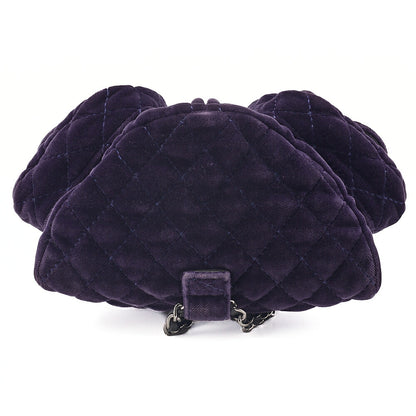 CHANEL Velvet Matelasse Mini Chain Backpack Purple Silver-Tone Hardware, Pre-Owned