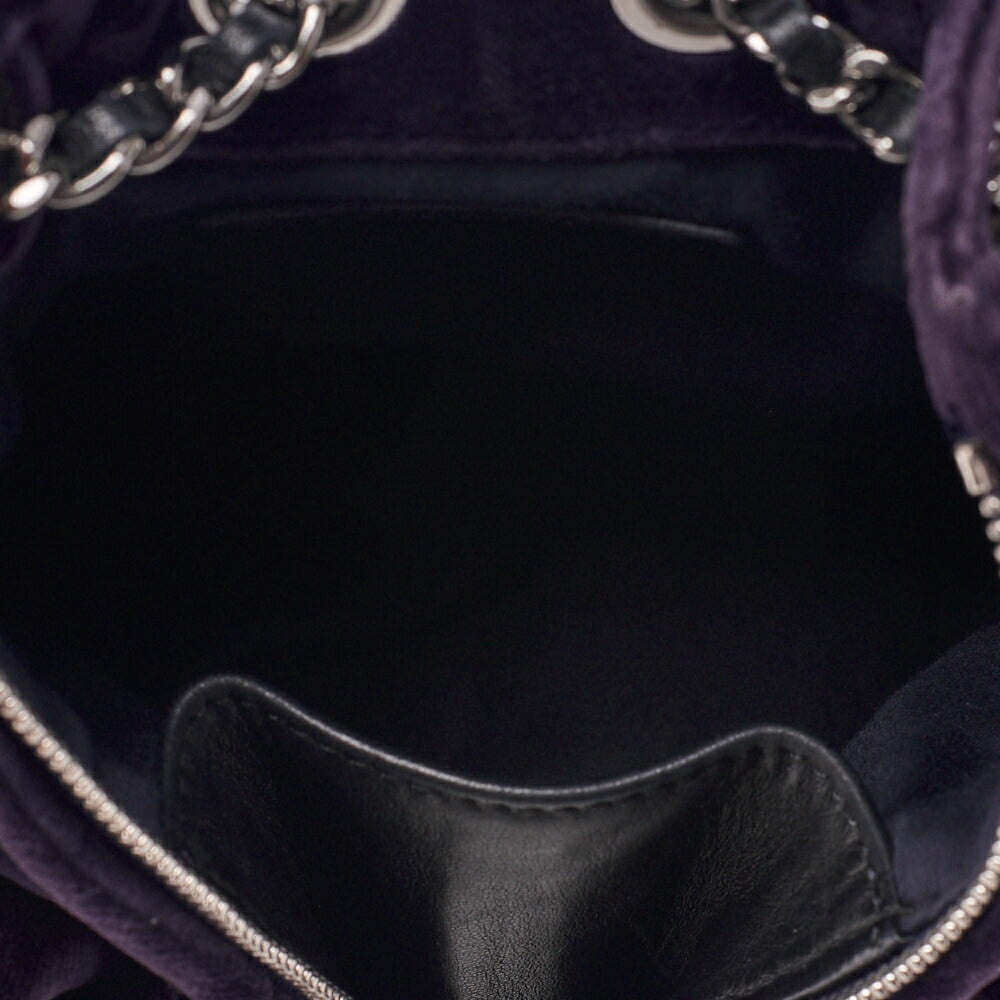 CHANEL Velvet Matelasse Mini Chain Backpack Purple Silver-Tone Hardware, Pre-Owned