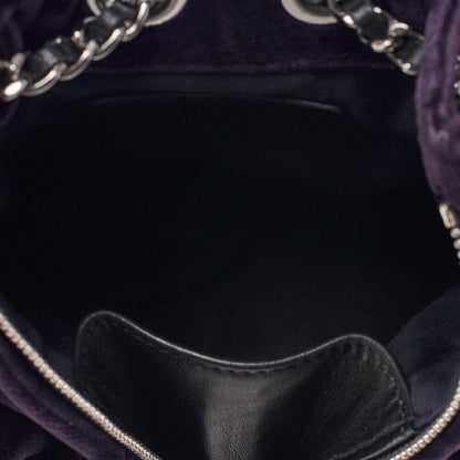 CHANEL Velvet Matelasse Mini Chain Backpack Purple Silver-Tone Hardware, Pre-Owned