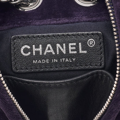 CHANEL Velvet Matelasse Mini Chain Backpack Purple Silver-Tone Hardware, Pre-Owned