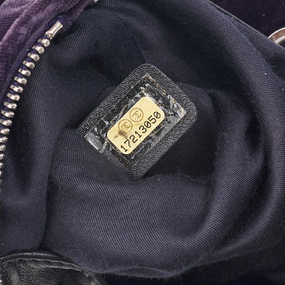 CHANEL Velvet Matelasse Mini Chain Backpack Purple Silver-Tone Hardware, Pre-Owned