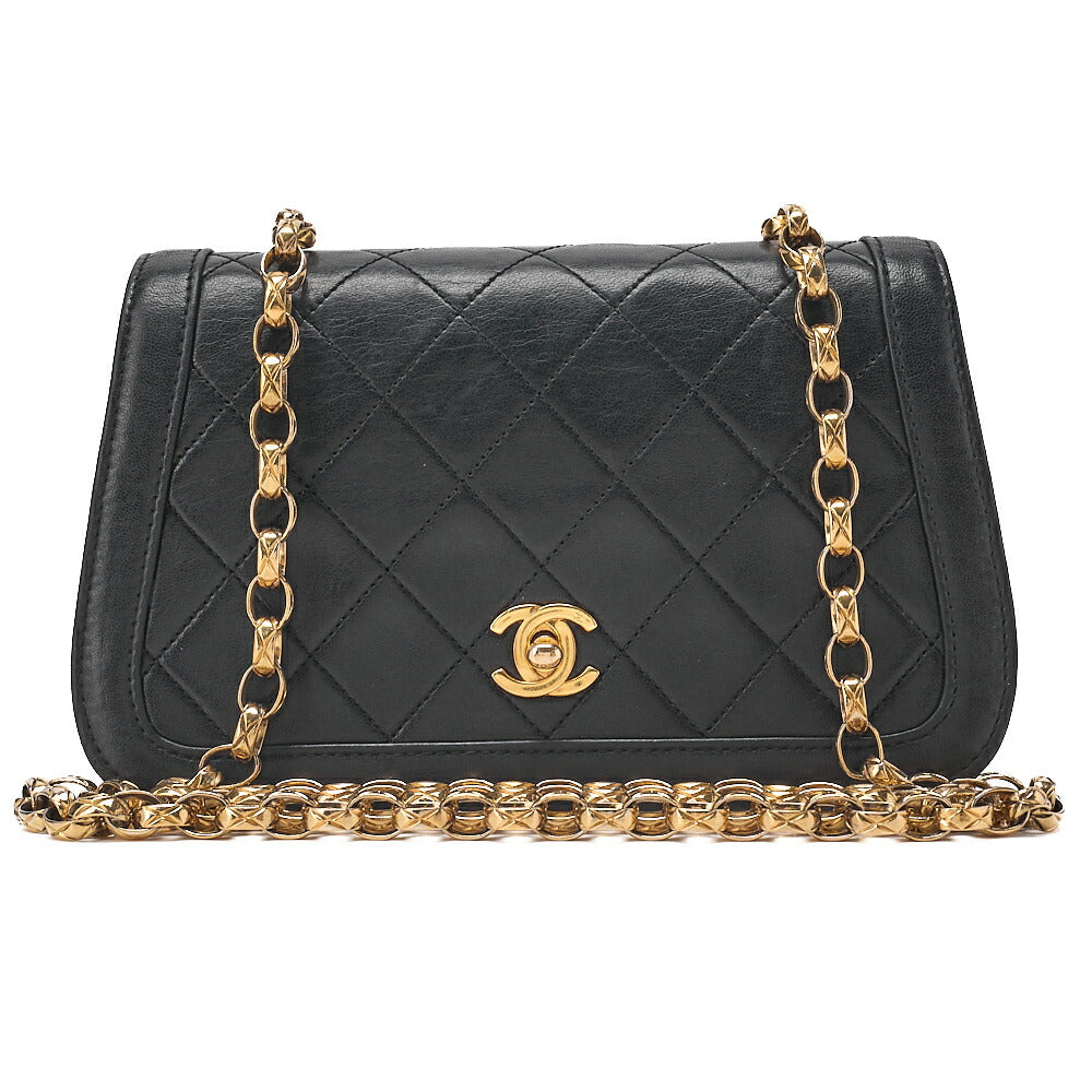 CHANEL Lambskin Minimat Telass? Full Flap Bijou Chain Shoulder Black Gold-Tone Hardware, Pre-Owned