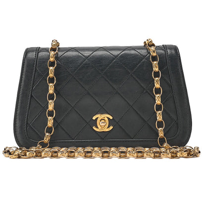 CHANEL Lambskin Minimat Telass? Full Flap Bijou Chain Shoulder Black Gold-Tone Hardware, Pre-Owned