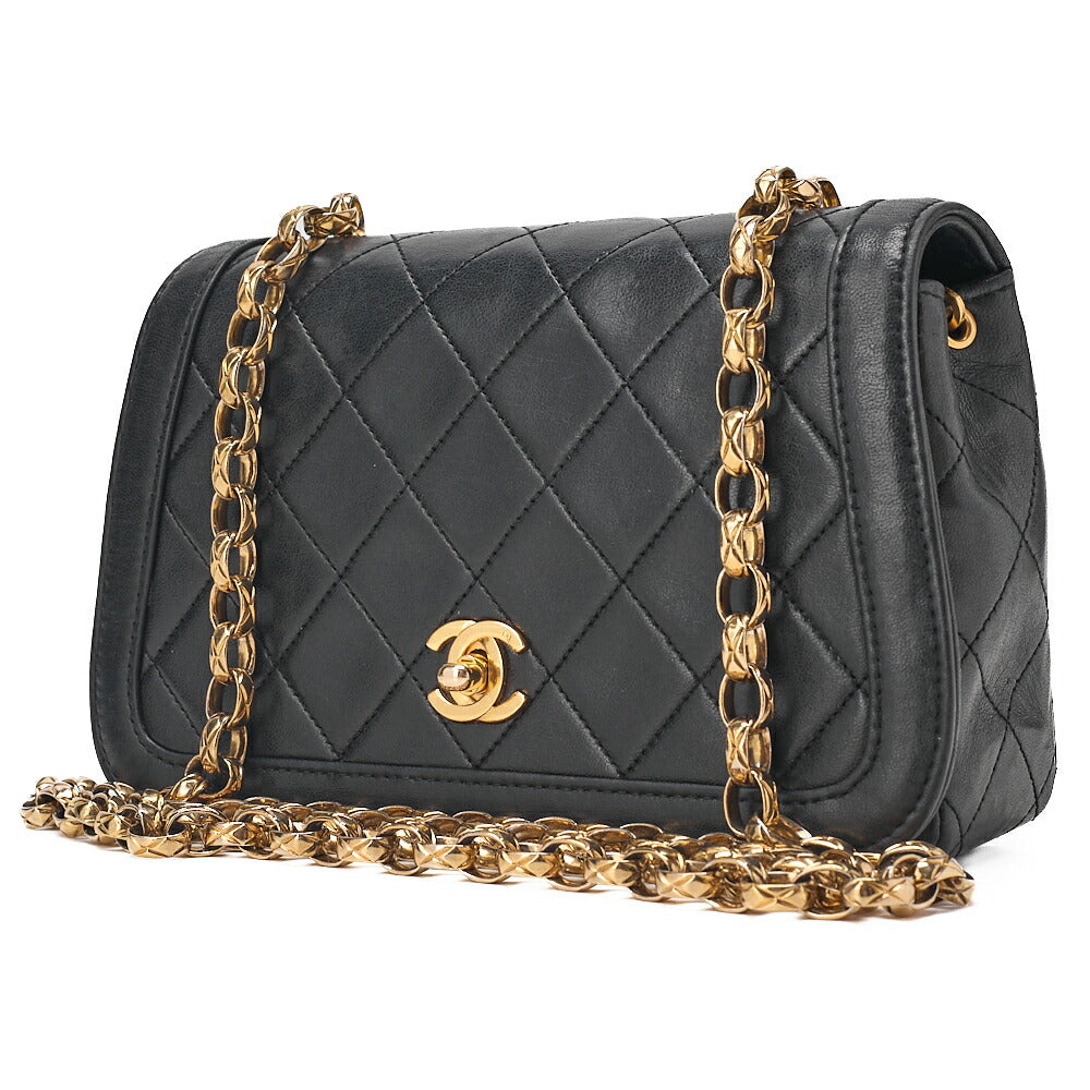 CHANEL Lambskin Minimat Telass? Full Flap Bijou Chain Shoulder Black Gold-Tone Hardware, Pre-Owned