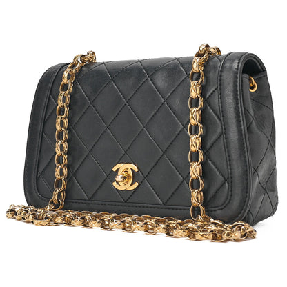 CHANEL Lambskin Minimat Telass? Full Flap Bijou Chain Shoulder Black Gold-Tone Hardware, Pre-Owned