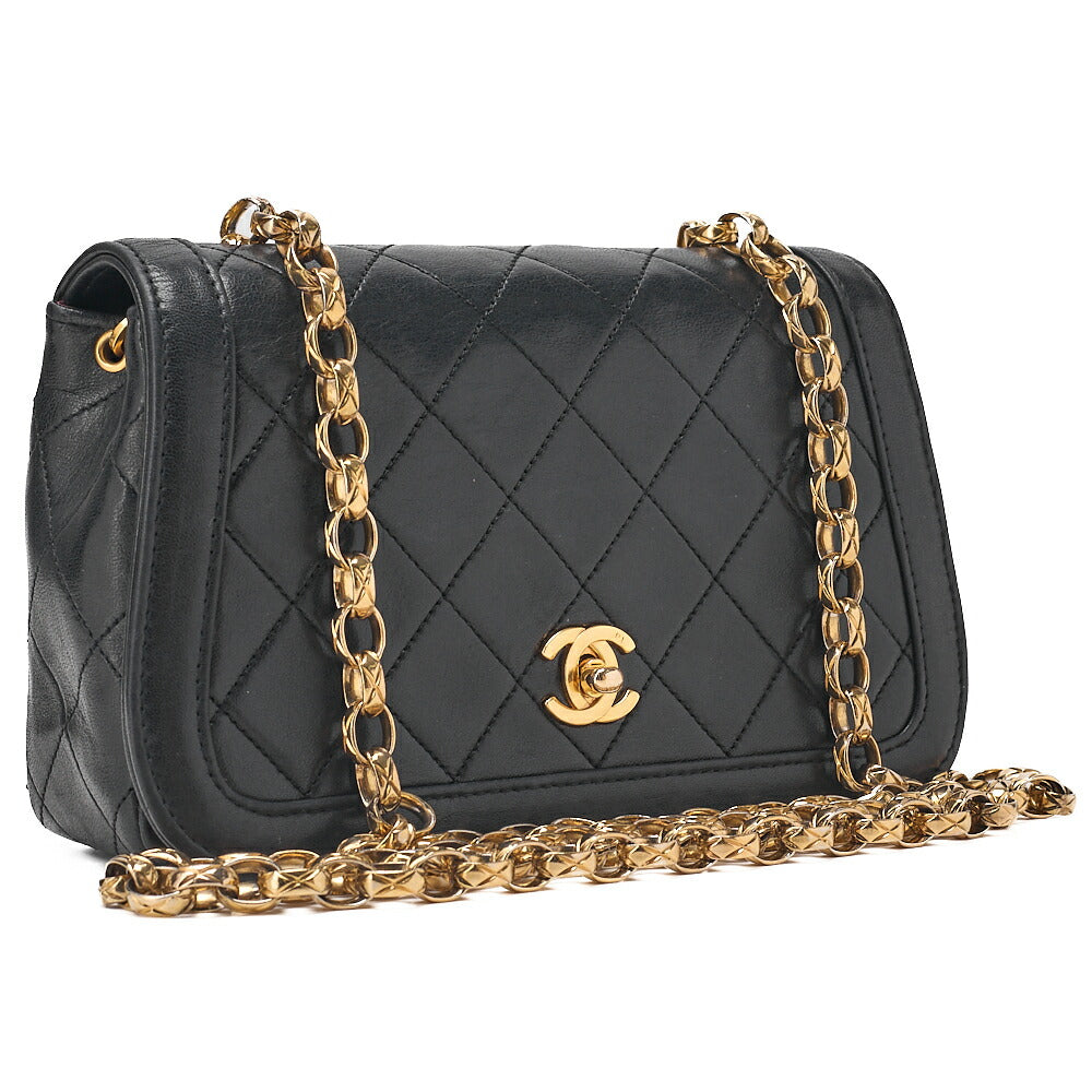 CHANEL Lambskin Minimat Telass? Full Flap Bijou Chain Shoulder Black Gold-Tone Hardware, Pre-Owned