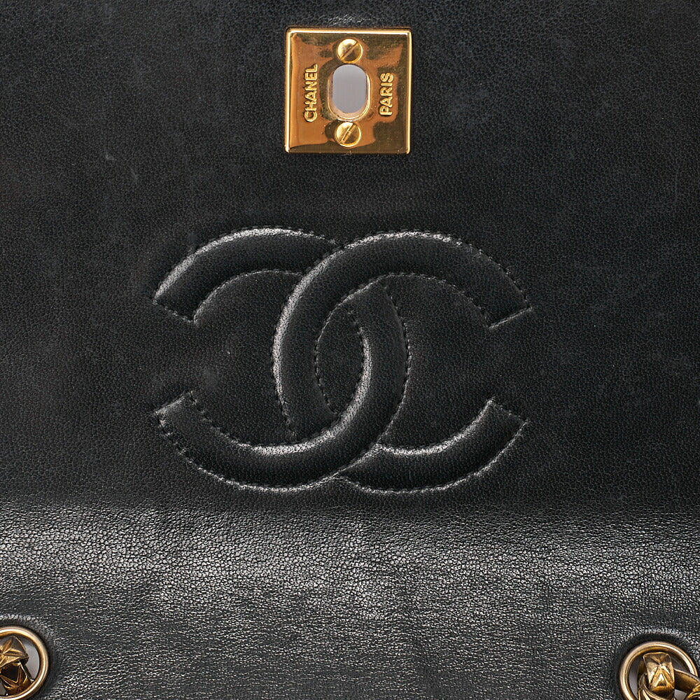 CHANEL Lambskin Minimat Telass? Full Flap Bijou Chain Shoulder Black Gold-Tone Hardware, Pre-Owned