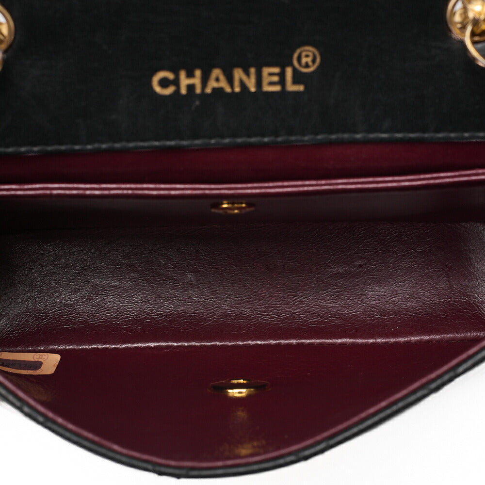 CHANEL Lambskin Minimat Telass? Full Flap Bijou Chain Shoulder Black Gold-Tone Hardware, Pre-Owned