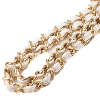 CHANEL Canvas Matelasse 25cm Double Flap Chain Shoulder Ivory Gold-Tone Hardware, Pre-Owned