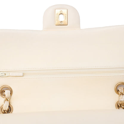 CHANEL Canvas Matelasse 25cm Double Flap Chain Shoulder Ivory Gold-Tone Hardware, Pre-Owned