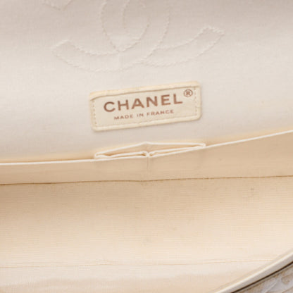CHANEL Canvas Matelasse 25cm Double Flap Chain Shoulder Ivory Gold-Tone Hardware, Pre-Owned