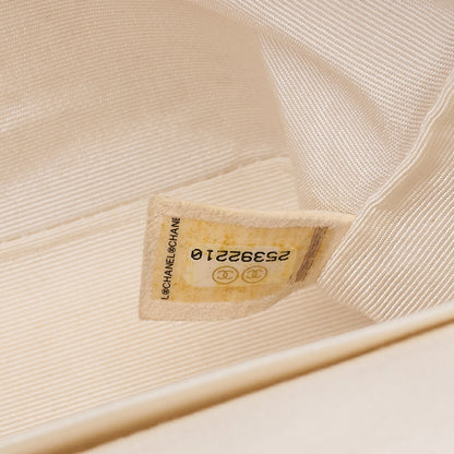 CHANEL Canvas Matelasse 25cm Double Flap Chain Shoulder Ivory Gold-Tone Hardware, Pre-Owned