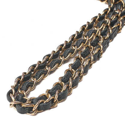 CHANEL Caviar Skin Matelasse 23cm Double Flap Chain Shoulder Black Gold-Tone Hardware, Pre-Owned