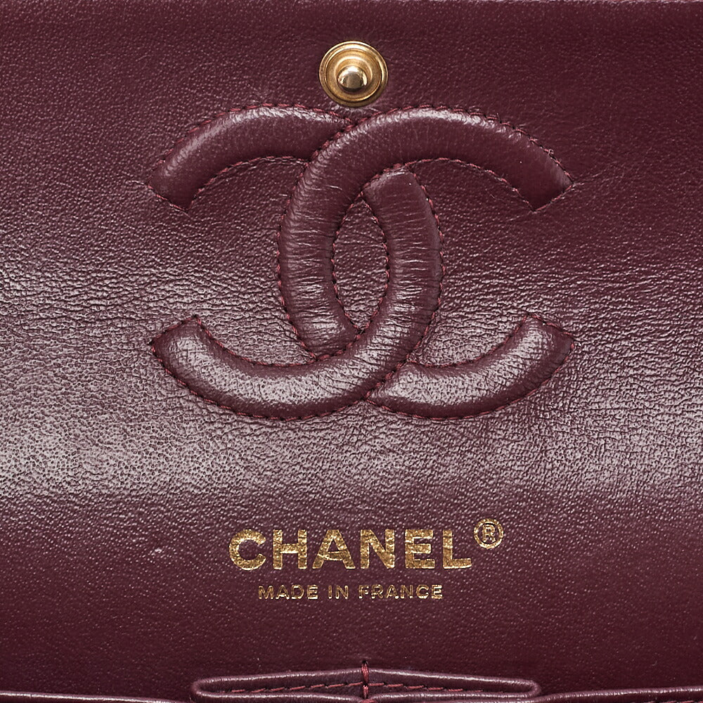 CHANEL Caviar Skin Matelasse 23cm Double Flap Chain Shoulder Black Gold-Tone Hardware, Pre-Owned